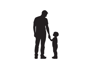 Silhouette of a man and a little boy holding hands together. © Elevate Gallery