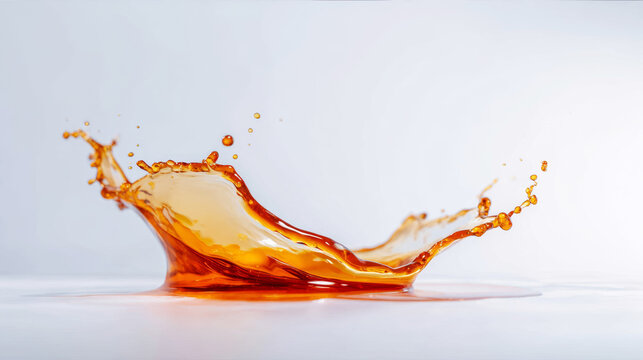 Golden liquid forming a dynamic splash and crown shape, capturing energetic motion and refreshing fluidity