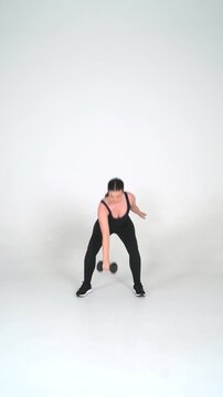 Snatch - Female Fitness Model Workout on White Background, Seamless Loop