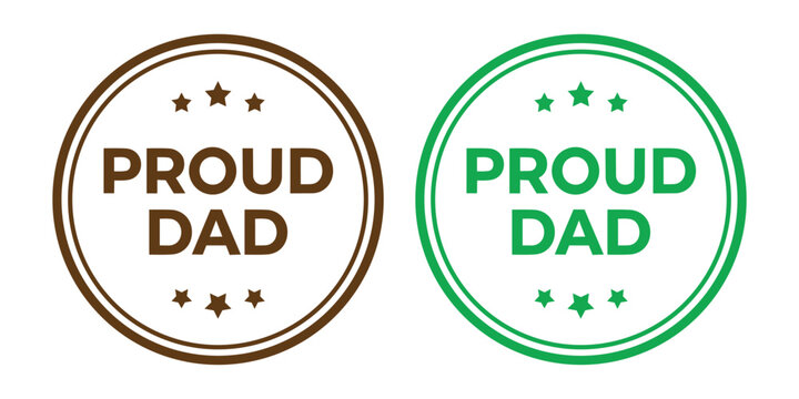 Fathers day proud dad stamp icons in brown and green colors