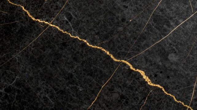 Elegant Black Marble with Glistening Gold Vein Panning Motion Background