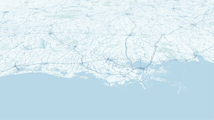 Modern minimalist vector map of Louisiana, USA. High-quality scalable illustration of New Orleans, Mississippi Delta, and Gulf Coast for posters and geographic design. © AliRza