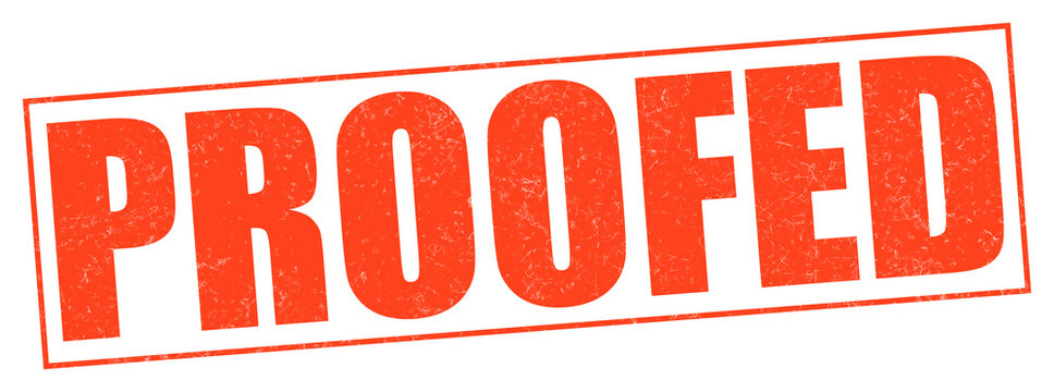 Red proofed stamp on white background in bold typography for editing and approval on Transparent Background
