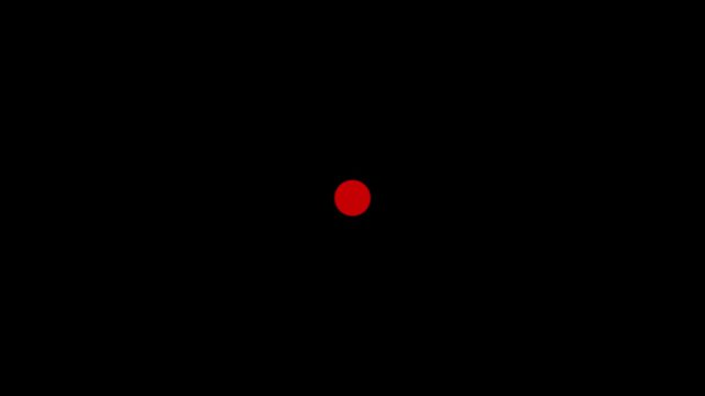 Abstract a glowing circle on a black background enclose a red pulsing dot.A new video icon.