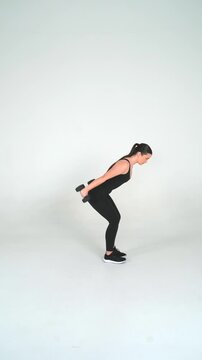 Reverse Kickback - Female Fitness Model Workout on White Background, Seamless Loop