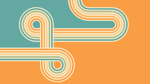 Abstract background of rainbow groovy Wavy Line design in 1970s Hippie Retro style. Vector pattern ready to use for cloth, textile, wrap and other.