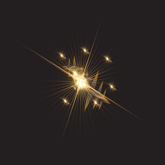 Obraz premium Dynamic Golden Light Burst with Radiant Beams and Sparkling Flares 