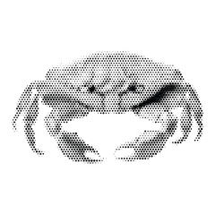 Halftone dot style crab silhouette vector art. © Pixel Art