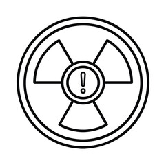 Obraz premium Radioactive Warning Symbol with Exclamation Mark Center - Monoline Vector Icon for Nuclear Danger, Industrial Safety, and Scientific Hazard, Isolated Black Line Art on White Background