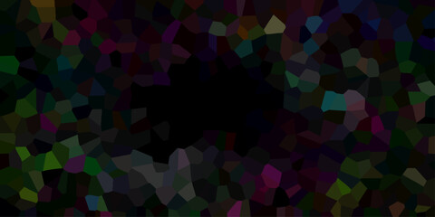 Fototapeta premium Dark Abstract Mosaic Pattern with Deep Jewel Tones and Black Center Geometric Crystal Texture vector