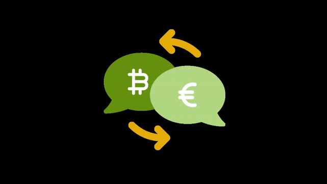 Bitcoin and euro currency exchange or conversion concept with speech bubbles