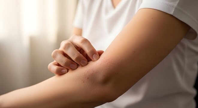 Close-up of arm showing skin irritation and inflammation