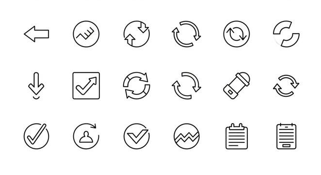 Black and white business icons set.