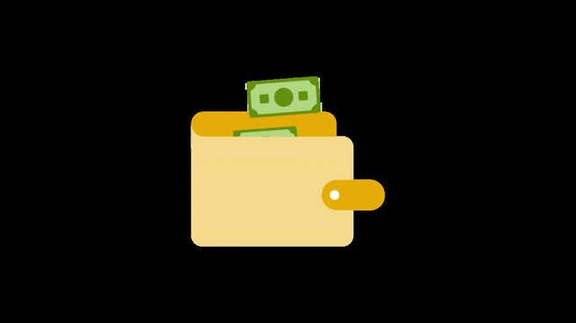 Yellow leather wallet with orange accents and a button on the side