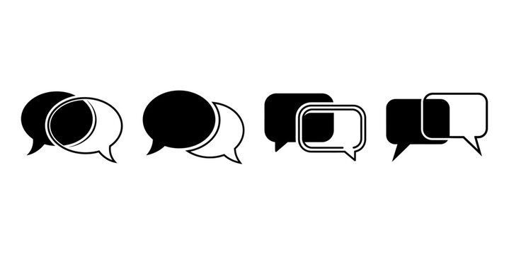Set of Chat Bubble Icons in Black and White &ndash; Speech Balloon Communication Vector Collection