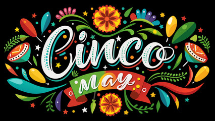 Fototapeta premium Cinco de Mayo, Mexican Fiesta, Colorful Vector Illustration, Holiday Decoration