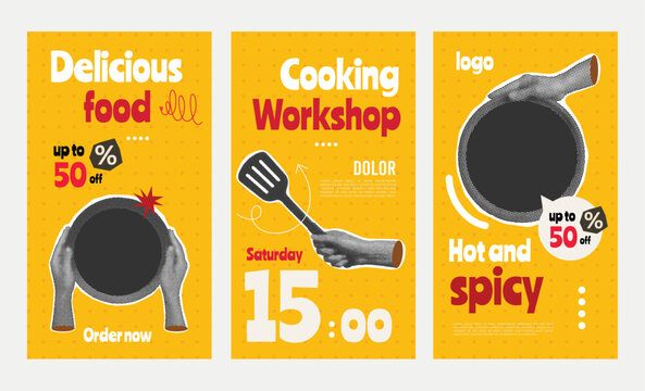 Delicious food sale and cooking workshop Social media post story