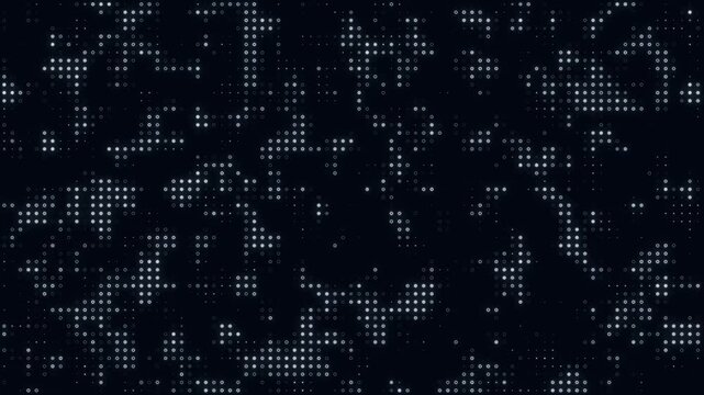 Abstract digital background with glowing white dots flickering on dark screen creating modern futuristic grid pattern for tech loop projects.