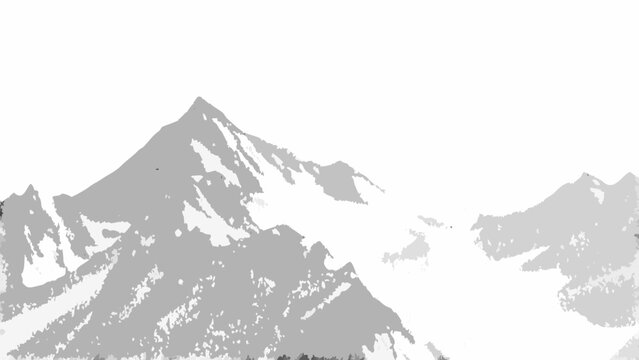 mountain range silhouette against a white background grayscale alpine peaks and valleys high quality professional detailed modern elegant