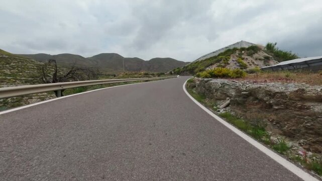 TIME LAPSE Driving on a mountain road in Spaion. POV on-board camera. 4K Video footage, 50p, 10 bit