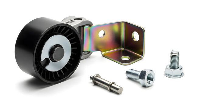 car engine belt tensioner pulley assembly | automotive replacement parts for timing belt | engine serpentine belt tensioner with bracket | mechanic repair kit with mounting bolts