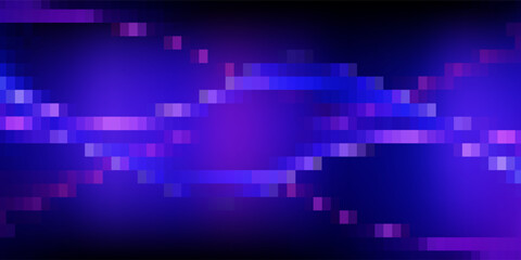 Purple abstract pixel texture bg video screen. Tv pattern background with square noise effect. Futuristic broadcast neon gradient banner for television. Modern vhs led static display element. Eps10 © Dul