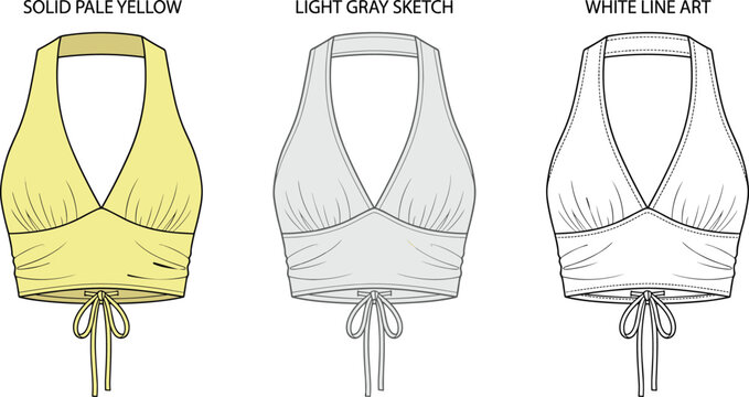 halter top fashion sketch solid yellow light gray and white line art high quality professional detailed modern elegant stylish clean crisp