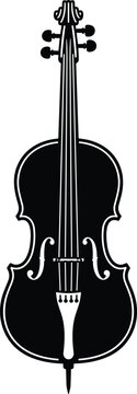 Cello silhouette black and white musical instrument isolated on white background high quality professional detailed modern elegant stylish clean crisp vibrant