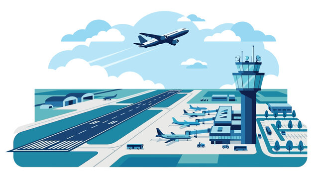 Air traffic control tower at airport.