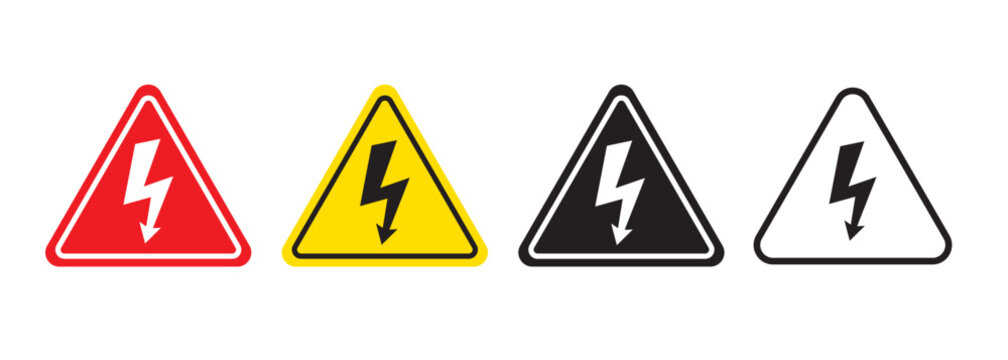 High voltage warning icon vector. Electrical Danger sign, safety alert symbol, hazard voltage triangle icon illustration