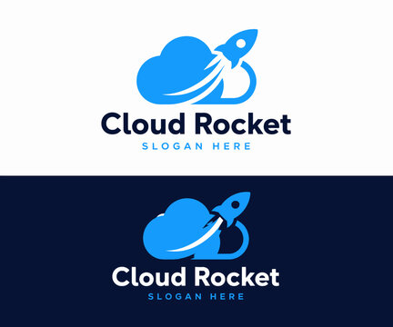 Cloud rocket logo design modern and dynamic branding concepts