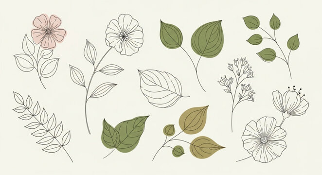 Collection of various flower leaves.