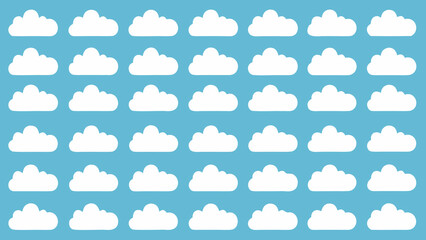 Fototapeta premium a grid of flat white cloud icons on a light blue background simple weather symbols high quality professional