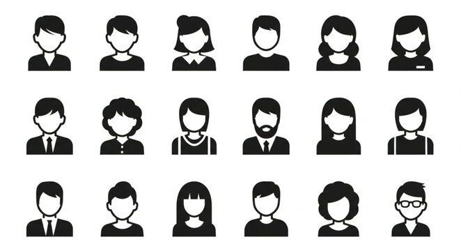Diverse group of people icons.