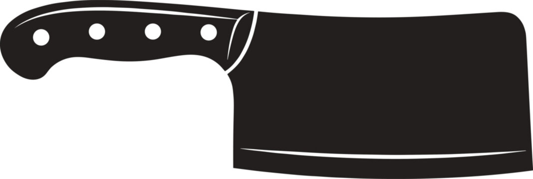 Cleaver knife silhouette on a white background a black kitchen tool illustration high quality professional detailed modern elegant stylish clean crisp
