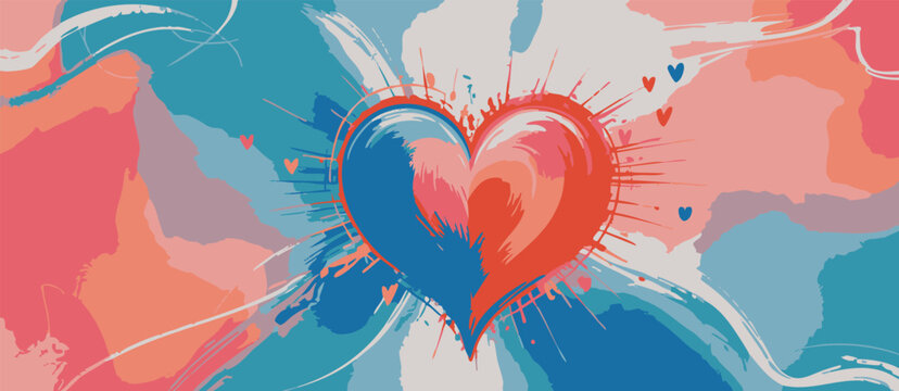 heart modern heart motif with layered color streaks and texture