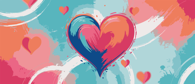 heart vibrant mixed media heart with central focal paint splatter