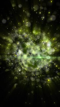 A luminous cosmic explosion of colorful particles and glowing energy swirls through deep black space, creating a mesmerizing abstract galaxy filled with motion, light, mystery, and futuristic celestia