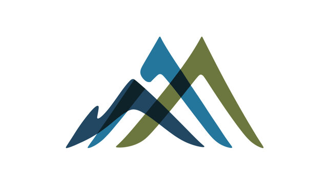 Abstract with overlapping angular shapes in blue and green colors