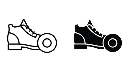 Roller shoe and skateboard icon pair © Jahidul