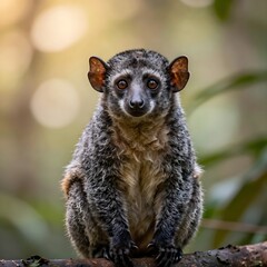 Fototapeta premium Aye-aye lemur sitting on a tree branch in the rainforest