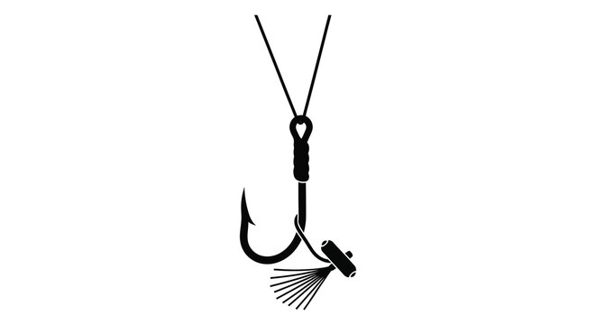 fishing hook with bait silhouette high quality professional detailed modern elegant