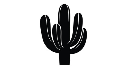 Fototapeta premium black cactus silhouette on white background silhouette high quality professional detailed