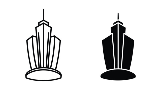 Modern trophy icon with skyscraper design in two styles