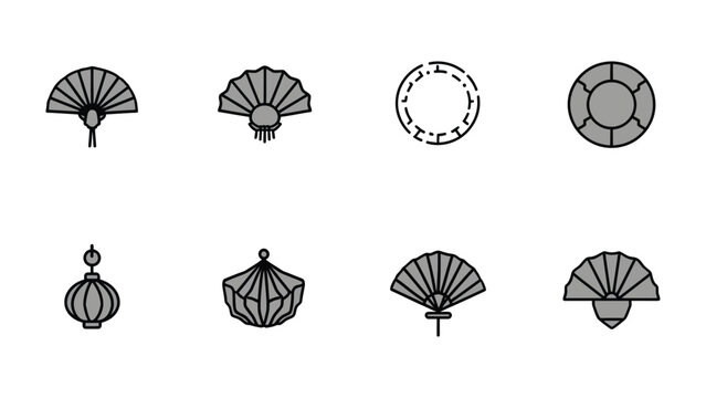 Elegant Japanese Symbols: A collection of meticulously crafted, elegant Japanese symbols, showcasing the beauty and intricacy of traditional cultural art forms, ideal for design elements.