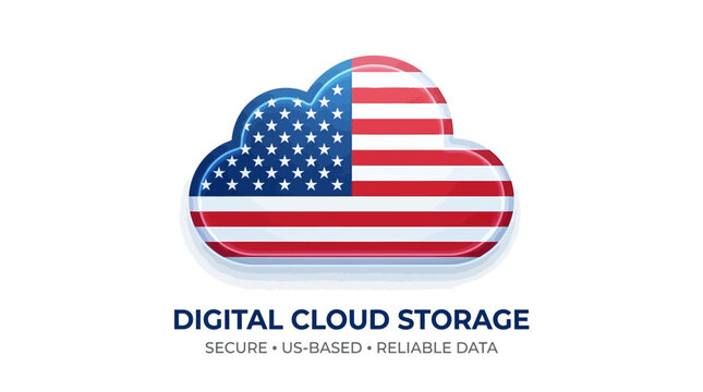 Cloud storage icon with american flag design