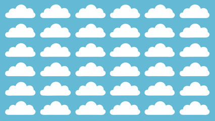 Fototapeta premium a grid of simple flat white cloud icons on a teal blue background high quality professional detailed modern