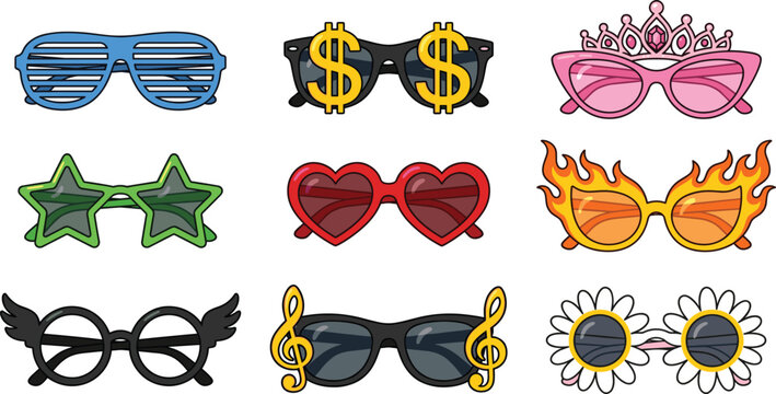 Fun Novelty Glasses Collection for Party Favors, Photo Booth Props, and Costume Accessories Set