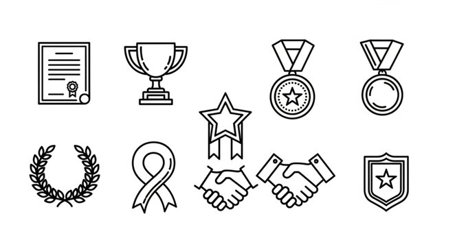 Awards and recognition symbols icons.