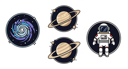 Astronaut and Planets in Space. © piatos